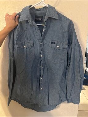 Wrangler Light Blue Denim Button-Up Shirt